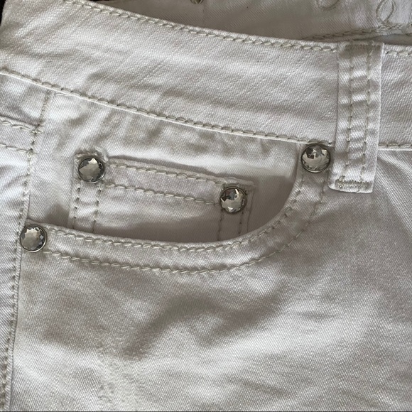 White Denim Distressed Shorts - Picture 4 of 6